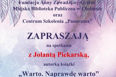 Biblioteka w Chełmnie zaprasza na spotkanie z pisarką 